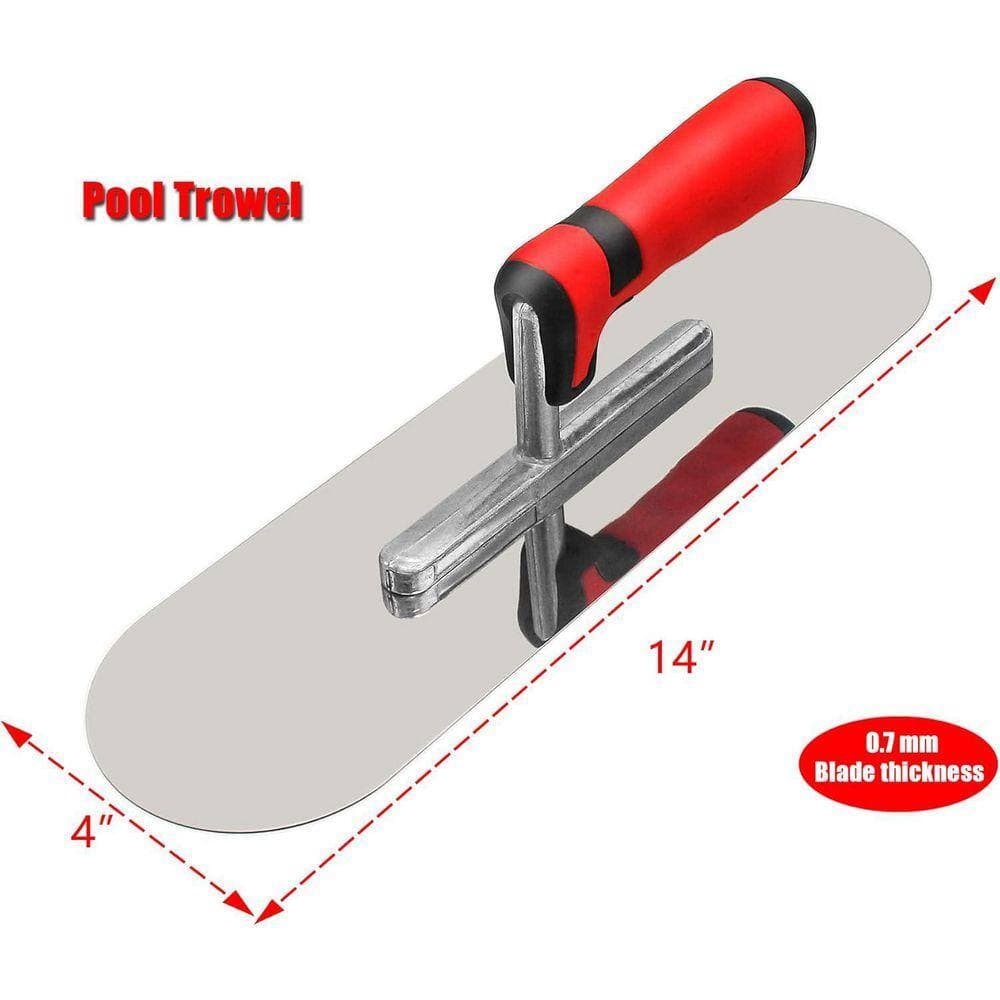 KIWDZFU 11 x 4 Flat Finishing Trowel with Plastic Handle and 14 x 4 Pool Trowel with Plastic Handle for Masonry Construction (3)