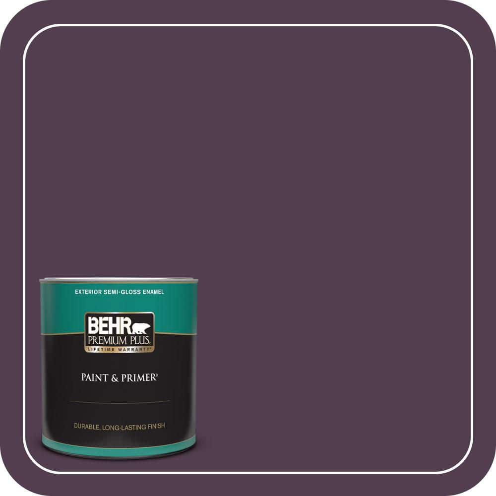 BEHR PREMIUM PLUS 1 qt. #PPU17-02 Oriental Eggplant Semi-Gloss Enamel Exterior Paint & Primer