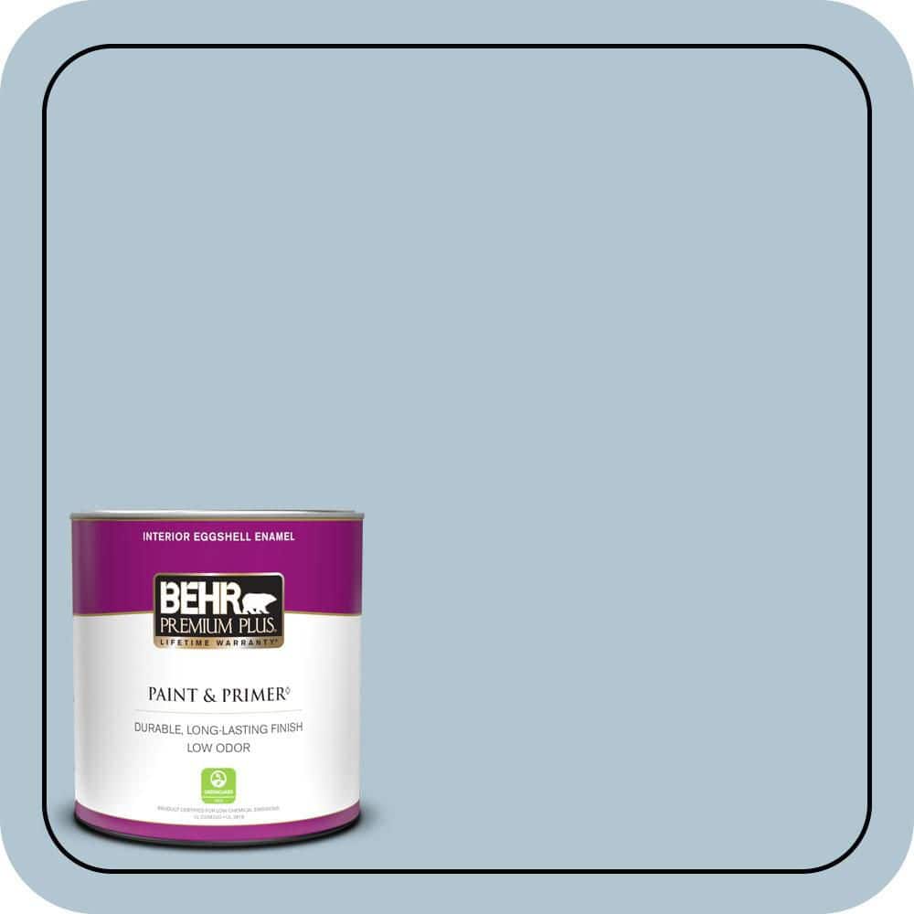 BEHR PREMIUM PLUS 1 qt. #MQ5-50 Opal Waters Eggshell Enamel Low Odor Interior Paint & Primer