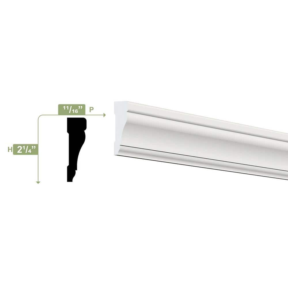 Ekena Millwork 2-1/4 in. x 3/4 in. x 96 in. Casing Moulding, PVC (2)