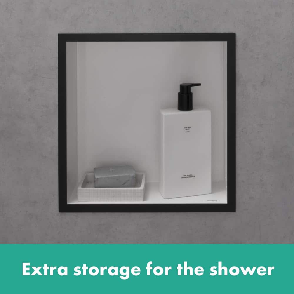 Hansgrohe XtraStoris Individual 15 in. W x 15 in. H x 4 in. D Stainless Steel Shower Niche in Brushed Black Chrome (3)