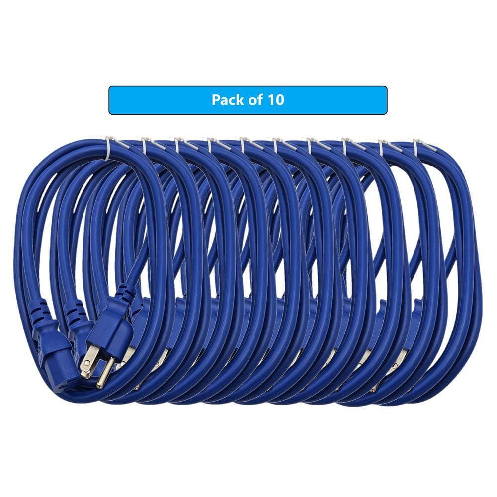 Micro Connectors, Inc 6 ft. Universal AC Power Cord UL Approved NEMA 5-15P to C13 18 AWG / 3-Conductors Indoor Blue (10-Pack) (2)
