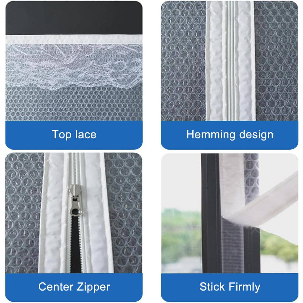 Wellco 47 in. x 59 in. Indoor Window Insulation Kit White Bubble Film with Zipper for Winter Keep Cold Out (3)