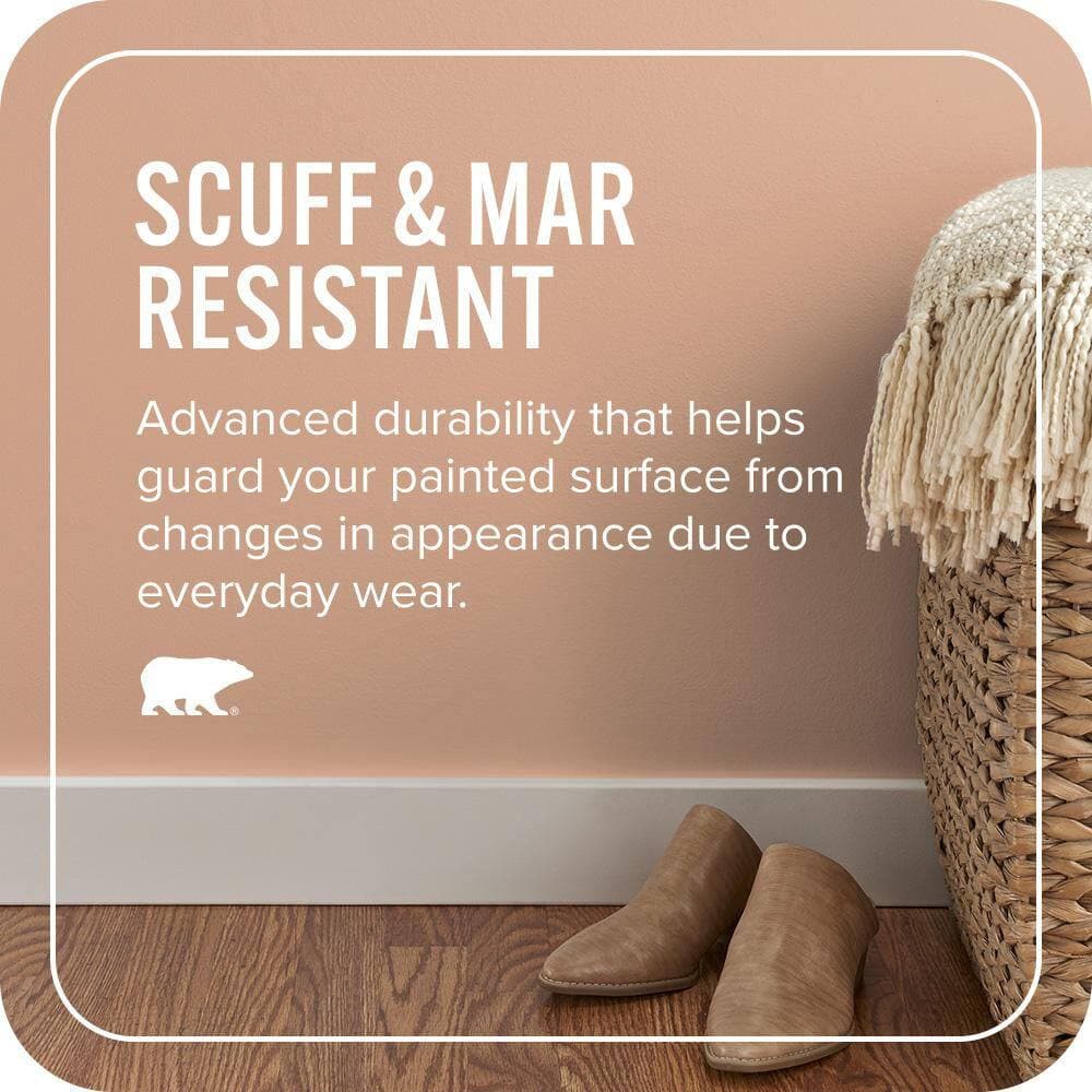 BEHR PREMIUM PLUS #MQ1-30 Peachy Confection One-Coat Hide Enamel Interior Stain-Blocking Paint and Primer (4)