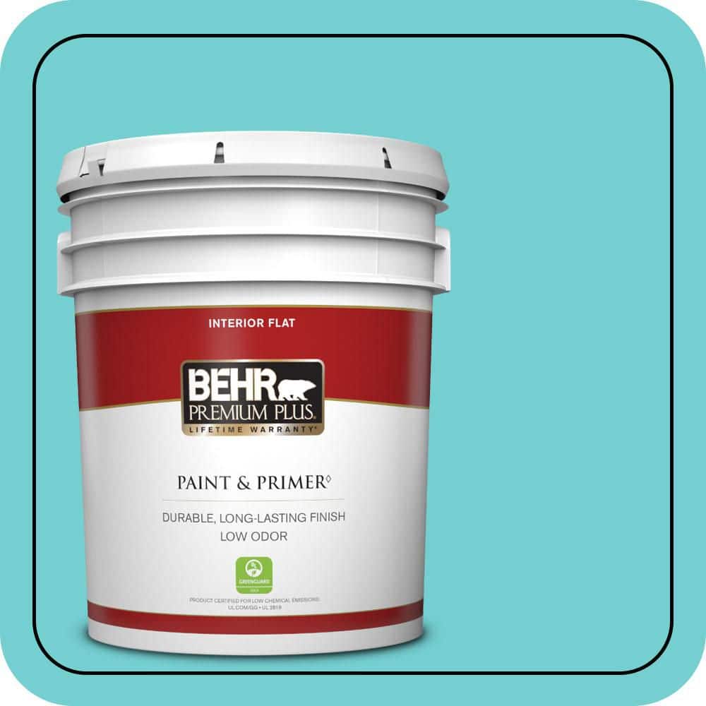 BEHR PREMIUM PLUS 5 gal. #P460-3 Soft Turquoise Flat Low Odor Interior Paint & Primer