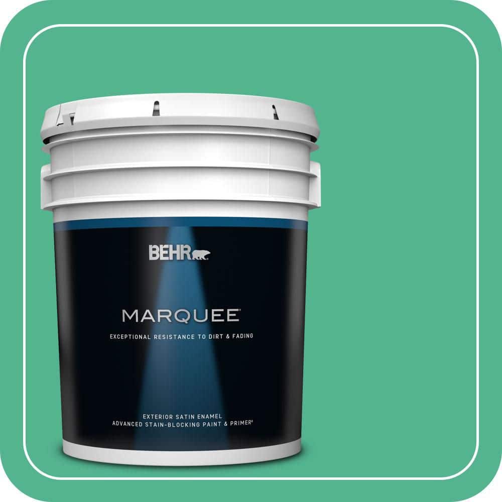 BEHR MARQUEE 5 gal. #MQ4-16 Aruba Green Satin Enamel Exterior Paint & Primer