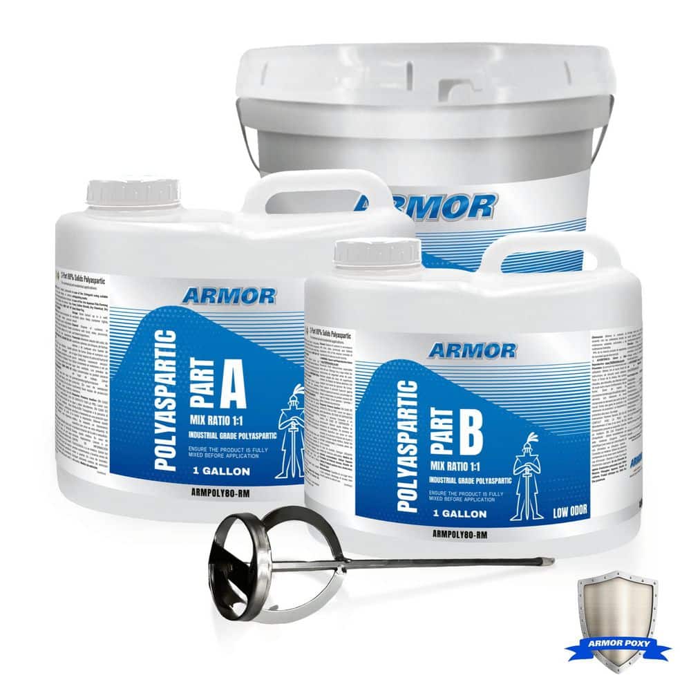 ARMORPOXY 2 Gal. Clear Gloss 2 Part Epoxy Polyaspartic Interior/Exterior, Concrete Basement and Garage Floor Paint