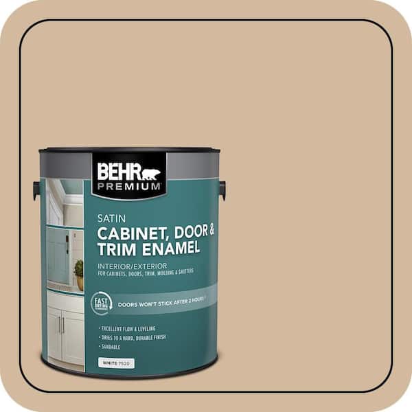 BEHR PREMIUM 1 gal. #S280-3 Practical Tan Satin Enamel Interior/Exterior Cabinet, Door & Trim Paint (2)