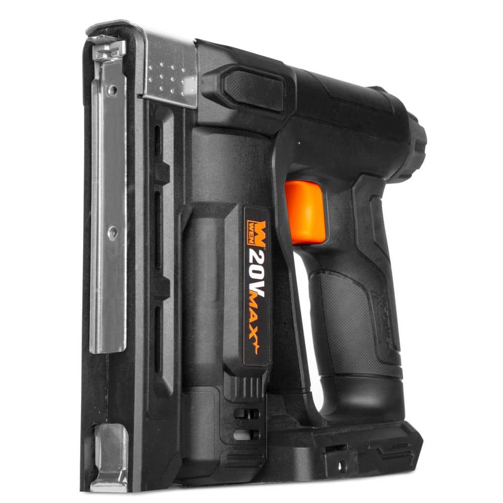 WEN 20V Max Cordless 2-in-1 5/8 in. 18-Gauge Brad Nailer & T50 Crown Stapler w/ 2. 0Ah Battery and Charger (20539) (3)