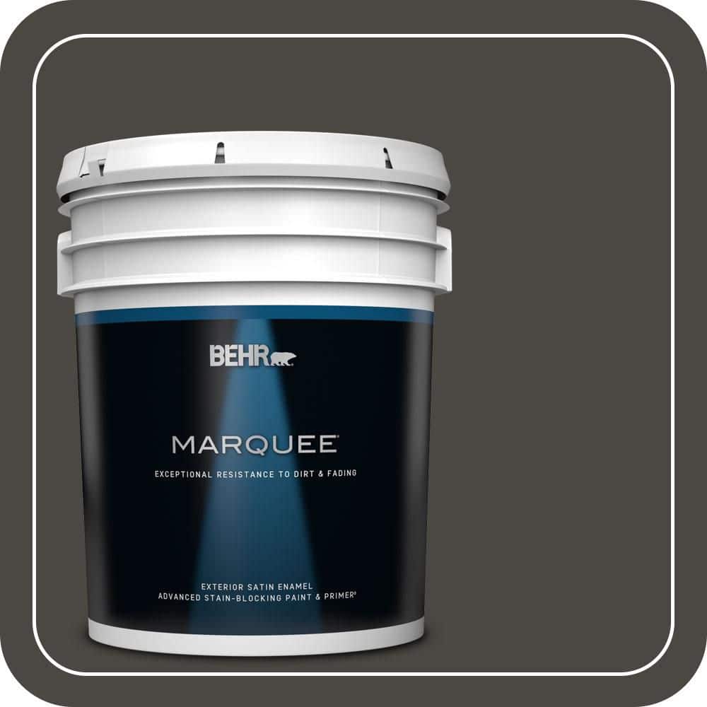 BEHR MARQUEE 5 gal. #PPU24-01 Black Mocha Satin Enamel Exterior Paint & Primer