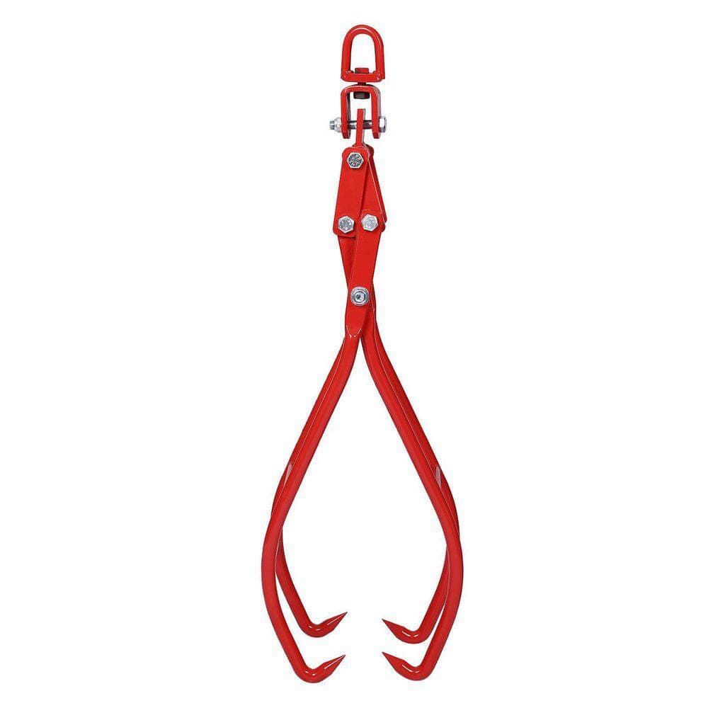 Tatayosi 4 Claw Timber Log Lifting Logging Tongs 36 in. Grabber Tong Kit in Red (2)