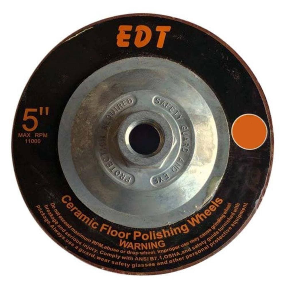 EDiamondTools 5 in. Transitional Grinding Wheels for Concrete Polishing, #50 Grit, Ceramic Bond, 5/8 in.-11 Arbor (3)