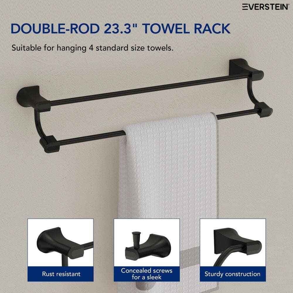 EVERSTEIN 4-Piece Bath Hardware Set with Towel Hook, Towel Rack, Towel Ring, Paper Towel Holder (3)