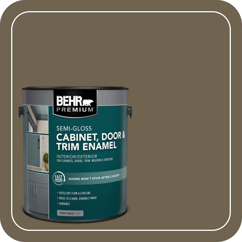 BEHR PREMIUM 1 gal. #N310-7 Classic Bronze Semi-Gloss Enamel Interior/Exterior Cabinet, Door & Trim Paint