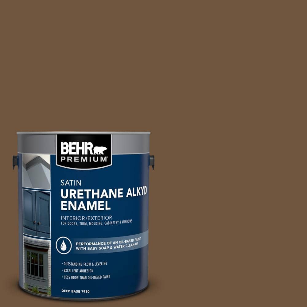 BEHR PREMIUM 1 gal. #PPU4-20 Ancient Root Urethane Alkyd Satin Enamel Interior/Exterior Paint (1)