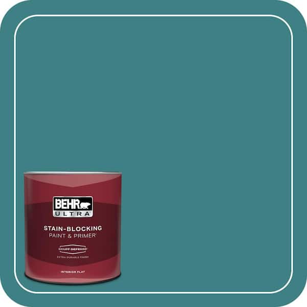 BEHR ULTRA 1 qt. #510D-7 Pacific Sea Teal Extra Durable Flat Interior Paint & Primer (2)