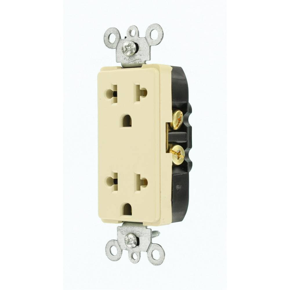 Leviton Decora 15 Amp 125/250 V Europlug Duplex Outlet/Receptacle, Ivory (1-Pack) 5825-I (2)