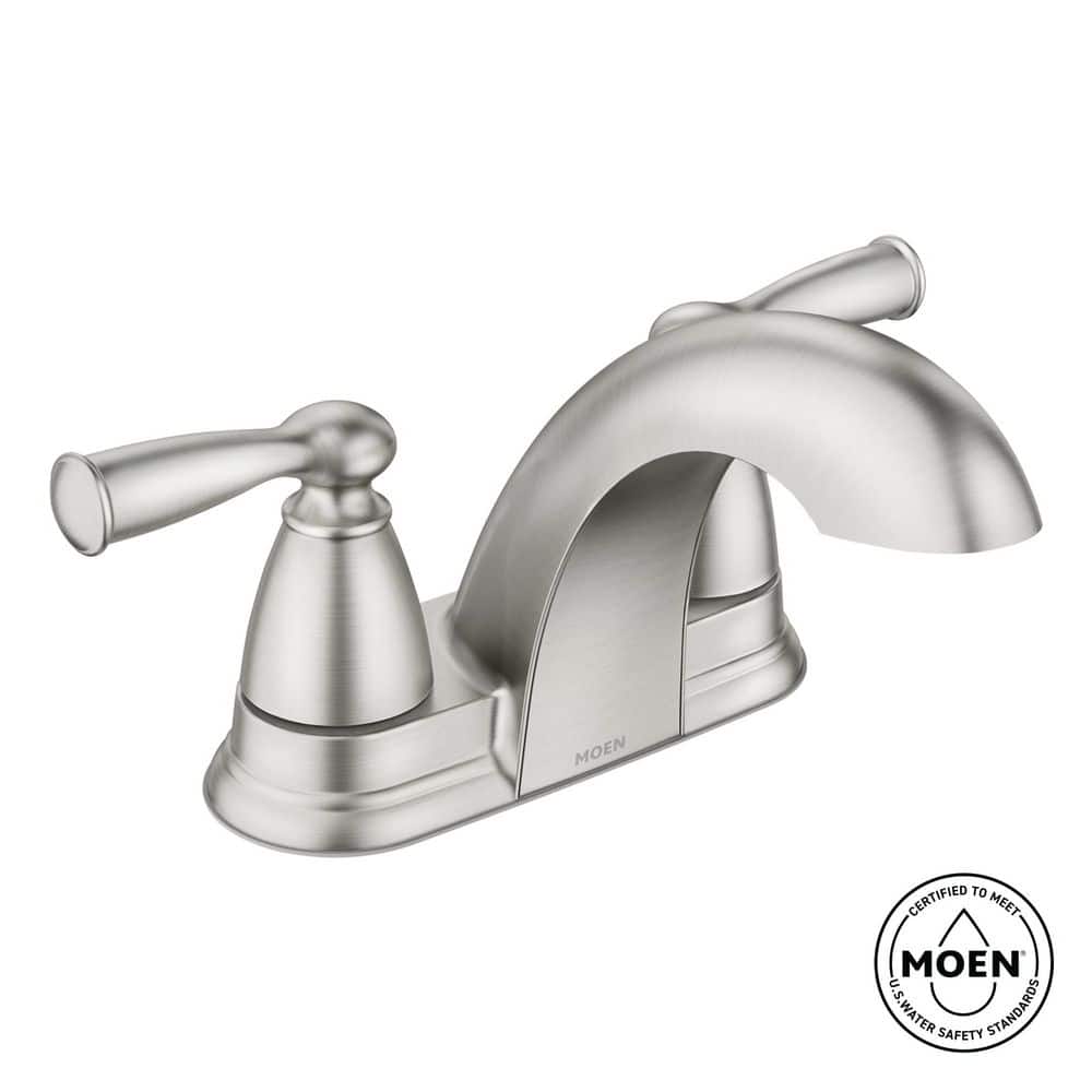 MOEN Banbury 4 in. Centerset Double Handle Low-Arc Bathroom Faucet in Spot Resist Brushed Nickel (2)