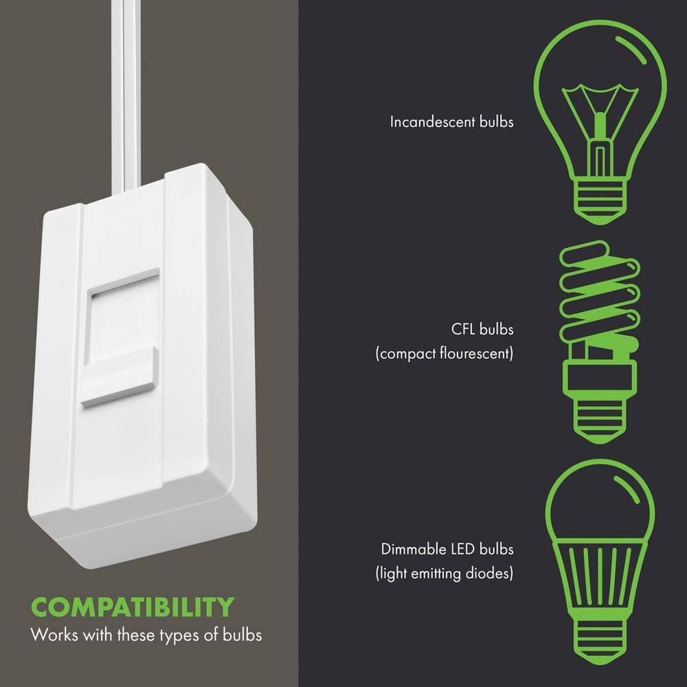 TOPGREENER Table-Top Plug in Lamp Dimmer, White (3-Pack) (3)