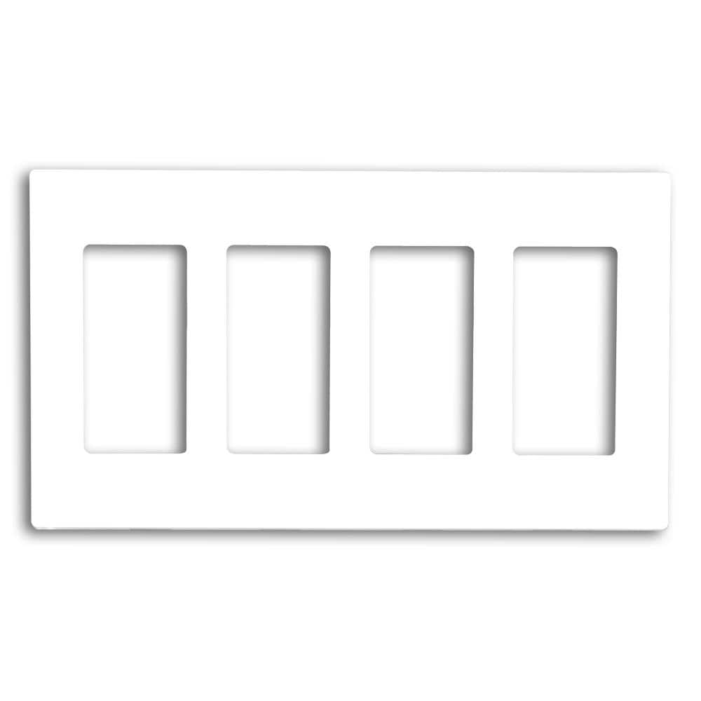 Leviton 4-Gang White Decora/Rocker Polycarbonate Standard Screwless Wall Plate (1-Pack) 80312-SW