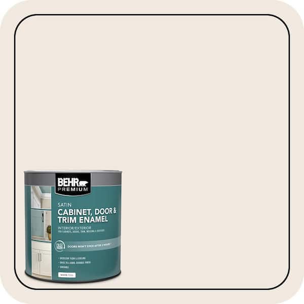BEHR PREMIUM 1 qt. #720C-1 White Truffle Satin Enamel Interior/Exterior Cabinet, Door & Trim Paint (2)