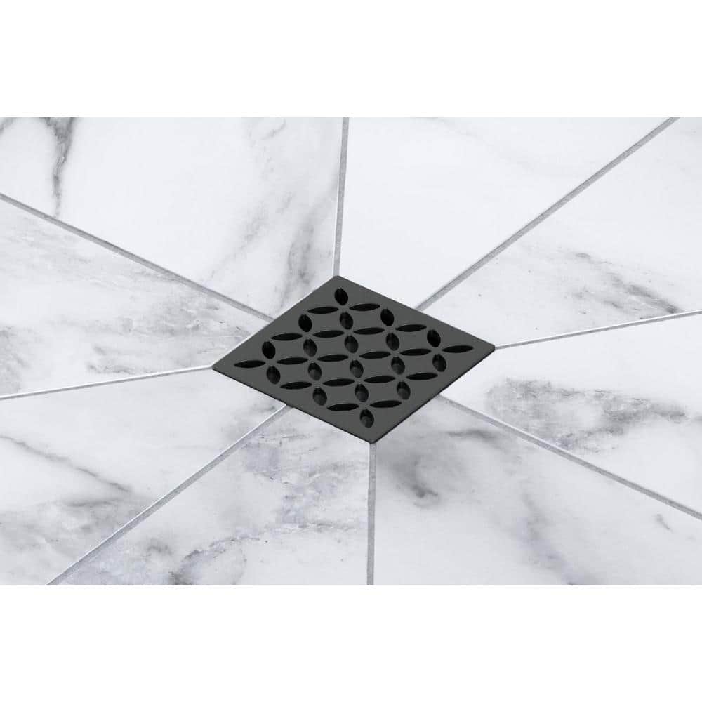 Schluter Kerdi-Drain 4 in. Matte Black Floral Drain Grate (3)