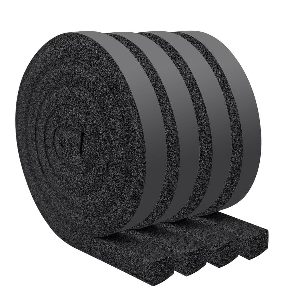 NVNOO 1 in. x 1 in. High Resilience Foam Weather Stripping Insulation Strip No Glue 6.5 ft. per Roll Black (4-Pack) (1)