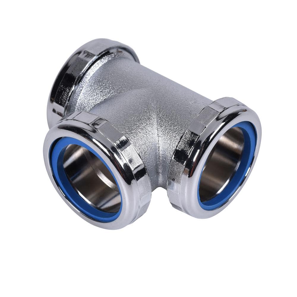 Dearborn Brass 1-1/2 in. 20-Gauge Chrome-Plated Brass Sink Drain Center Outlet Waste Slip-Joint Tee (2)