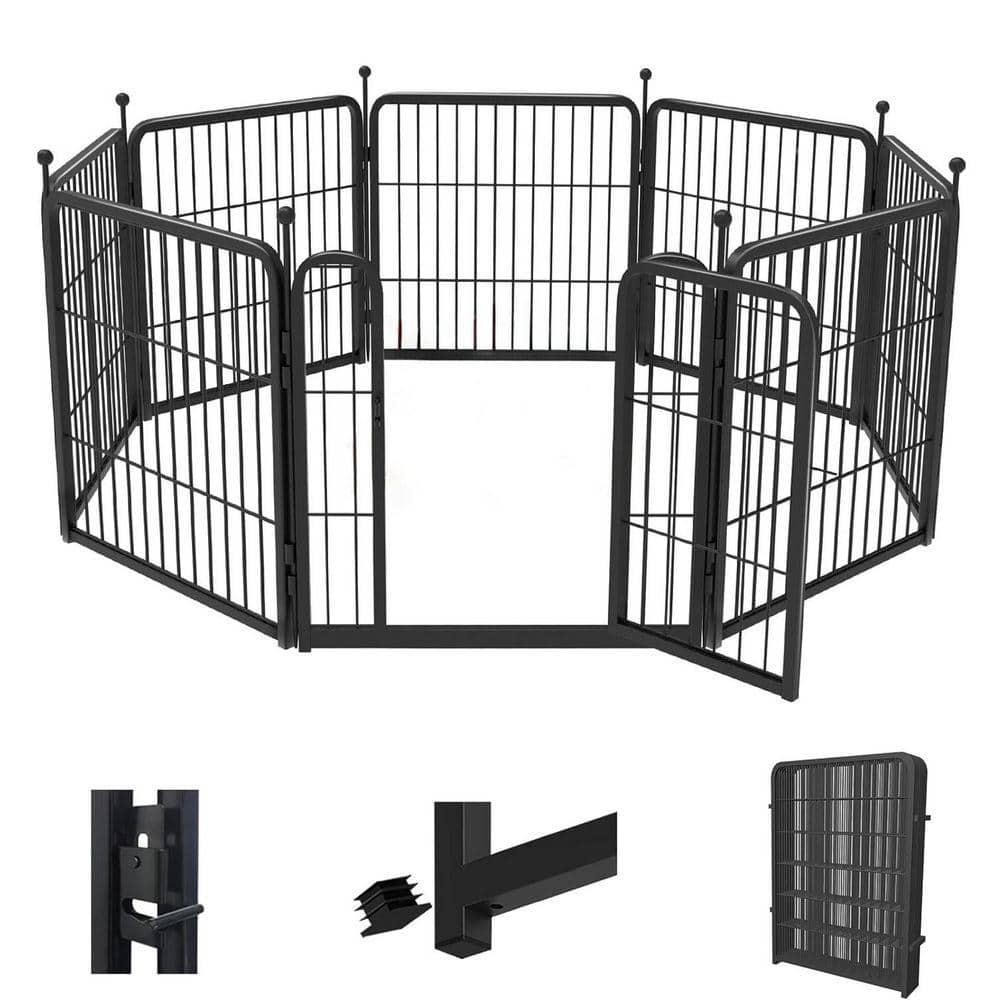 KIWDZFU 40 in. Heavy Duty Metal Dog Playpen 8 Panels Portable Pet Fence for Large Medium Small Dogs Indoor Outdoor Yard Camping (1)