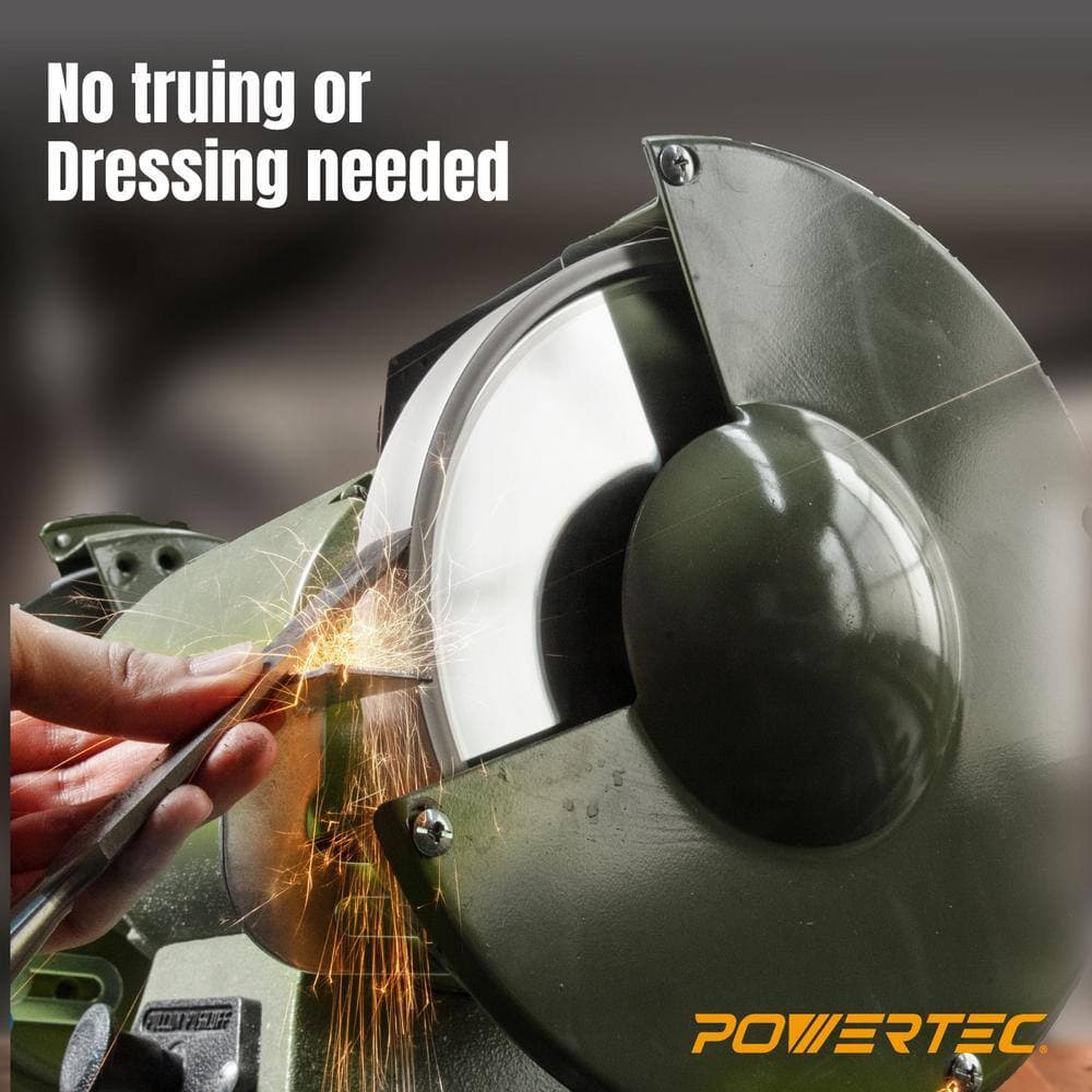 ‎POWERTEC 8 in. x 1 in. W, 5/8 in. Arbor CBN Bench Grinding Wheel, 180 Grit for Sharpening HSS Tool/Lathe Tool for Bench Grinder (2)