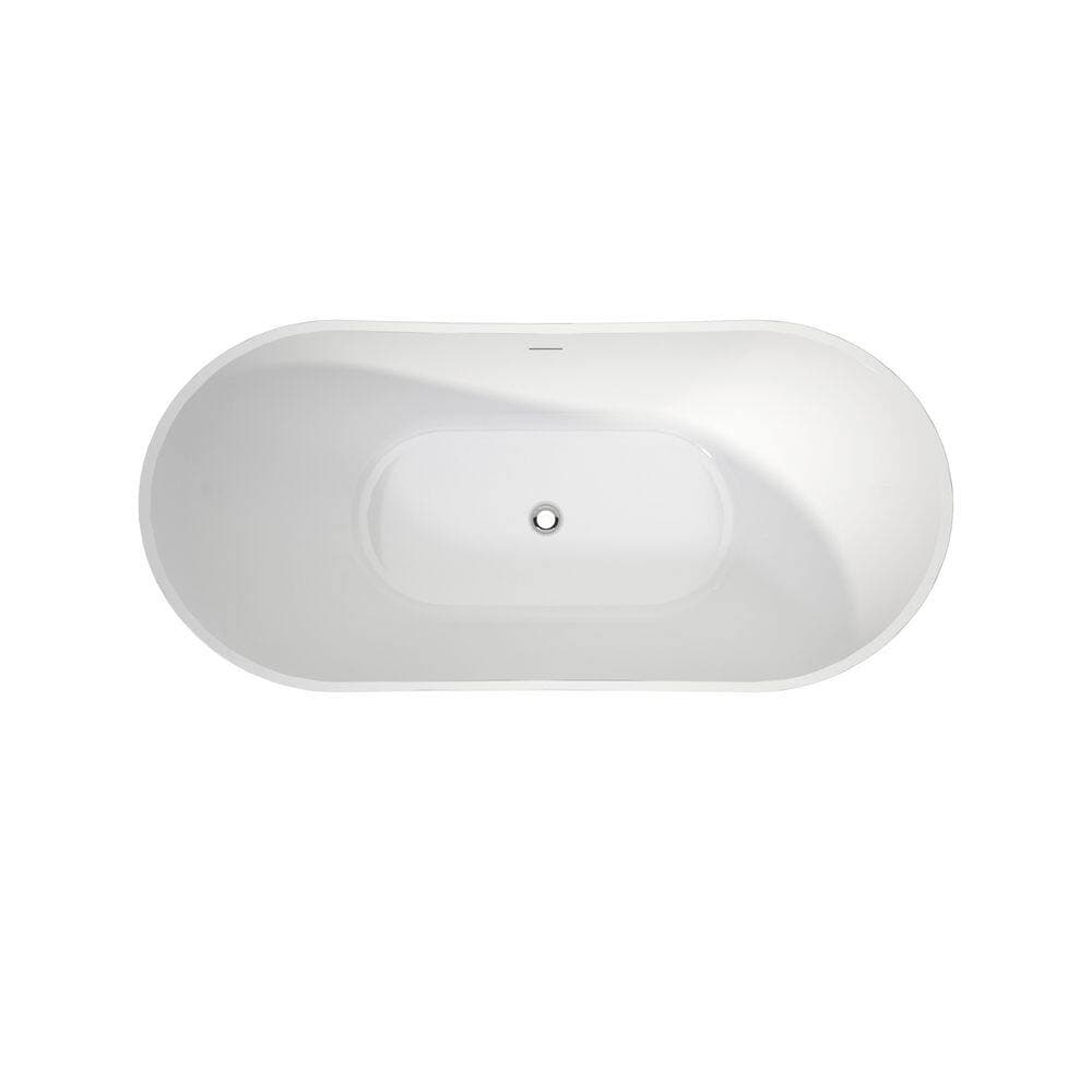 Liviza 60 in. x 28.5 in. Oval Acrylic Freestanding Soaking Bathtub with Chrome Center Drain in White (3)