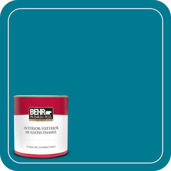 BEHR PREMIUM PLUS 1 qt. #520B-7 Havasu Hi-Gloss Enamel Interior/Exterior Paint & Primer (2)