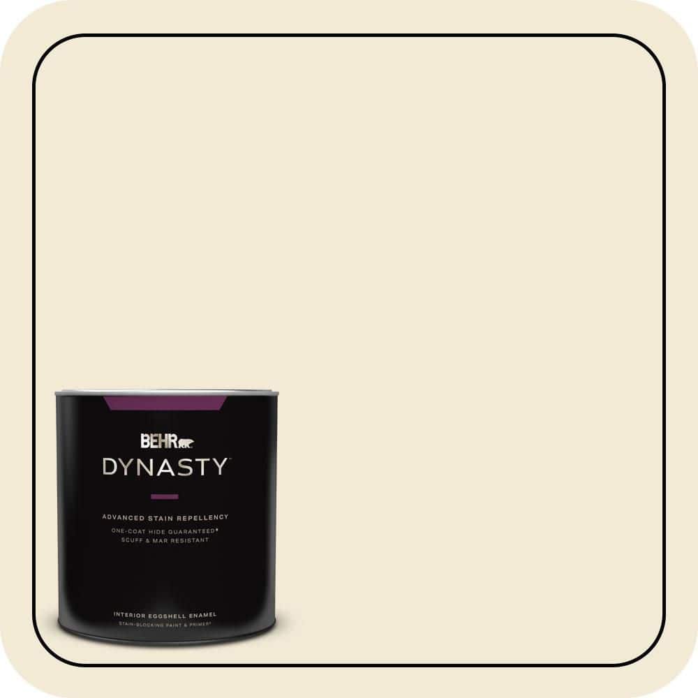 BEHR DYNASTY 1 qt. #YL-W08 Yucca White Eggshell Enamel Interior Stain-Blocking Paint & Primer