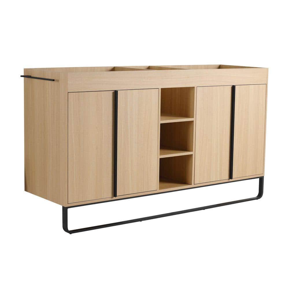 UPIKER 60 in. Bath Vanity Cabinet without Top in Oak Unassembled (2)