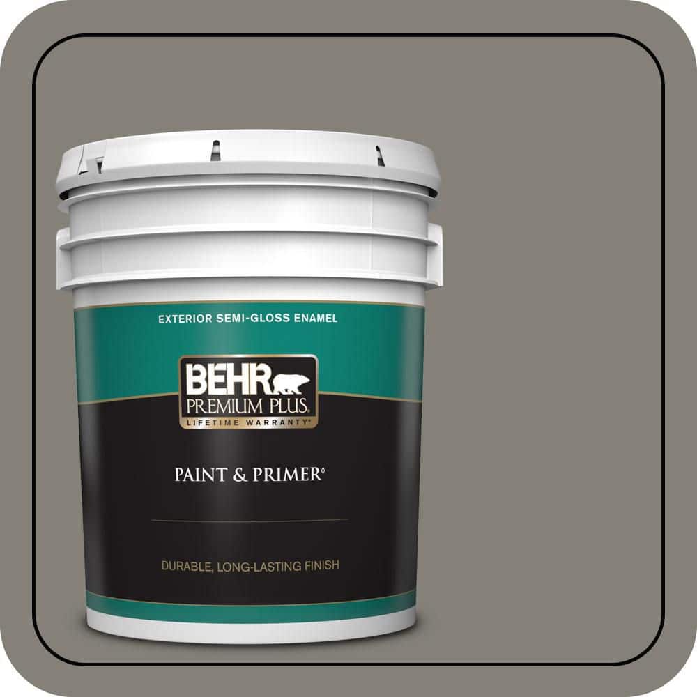 BEHR PREMIUM PLUS 5 gal. #N360-5A Wood Ash Semi-Gloss Enamel Exterior Paint & Primer