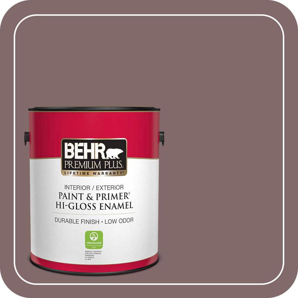 BEHR PREMIUM PLUS 1 gal. #N120-6 Raisin in the Sun Hi-Gloss Enamel Interior/Exterior Paint & Primer