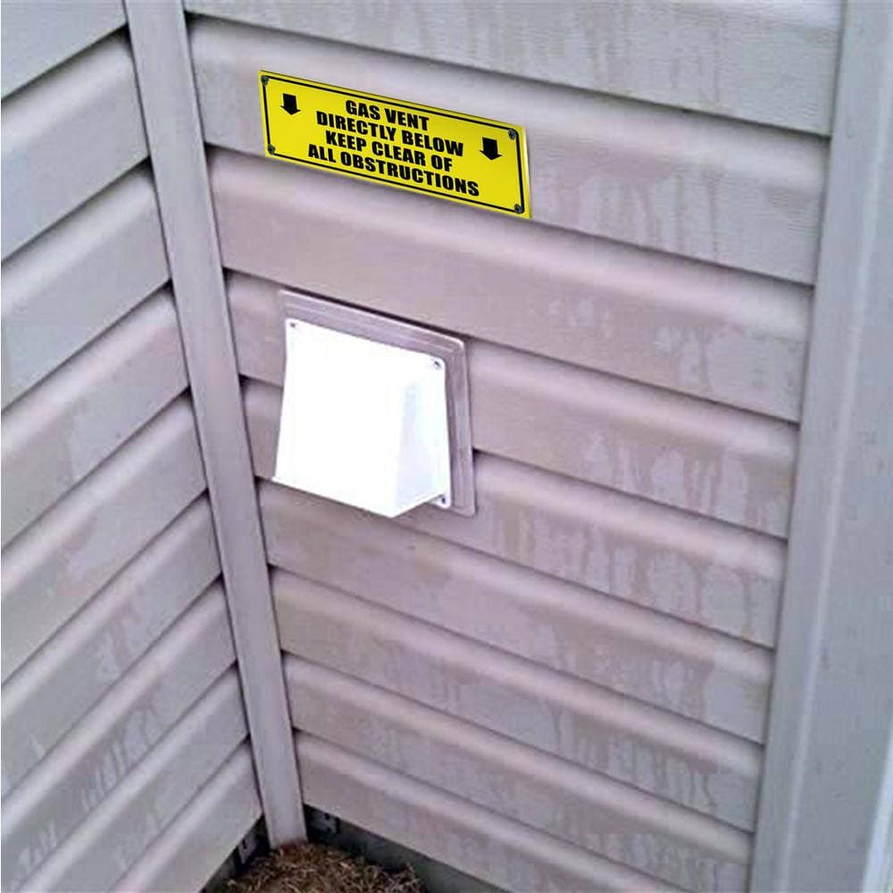 PLUMBFLEX 3 in. x 7 in. Yellow Gas Warning Sign Gas Vent Directly Below Keep Clear of All Obstructions (3)