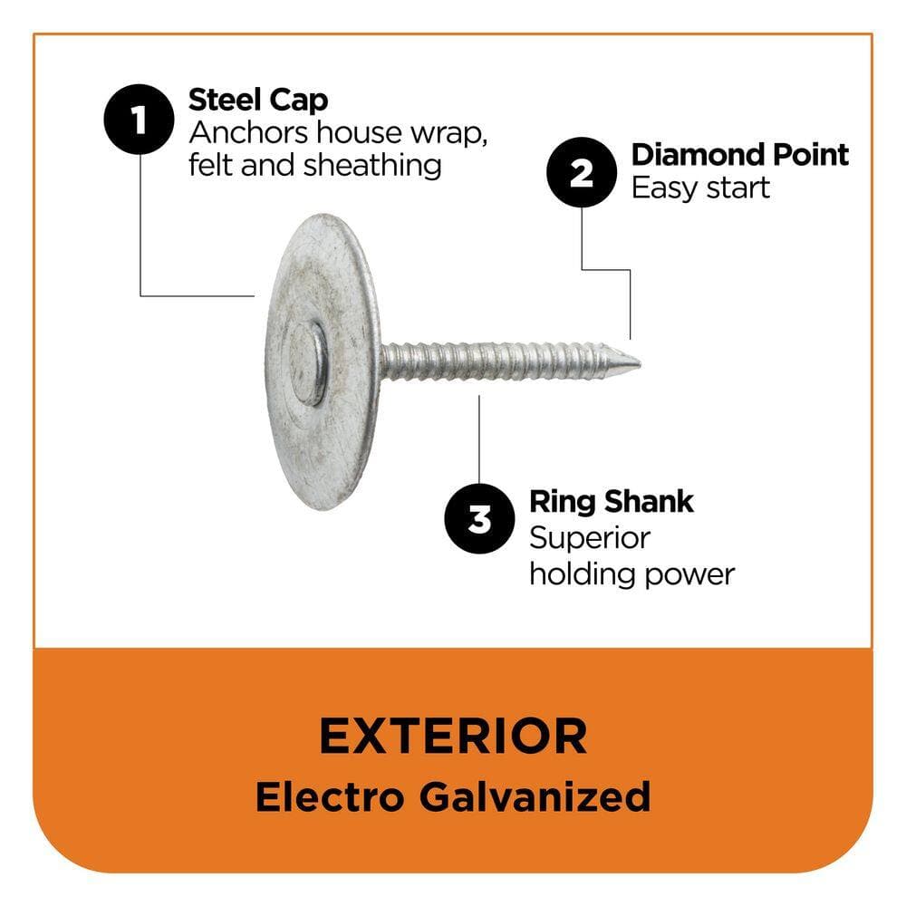 Stinger 1-1/4 in. x 12-Gauge Electro Galvanized Ring Shank Steel Cap Non-Collated Roofing Nail (25 lbs.) (3)