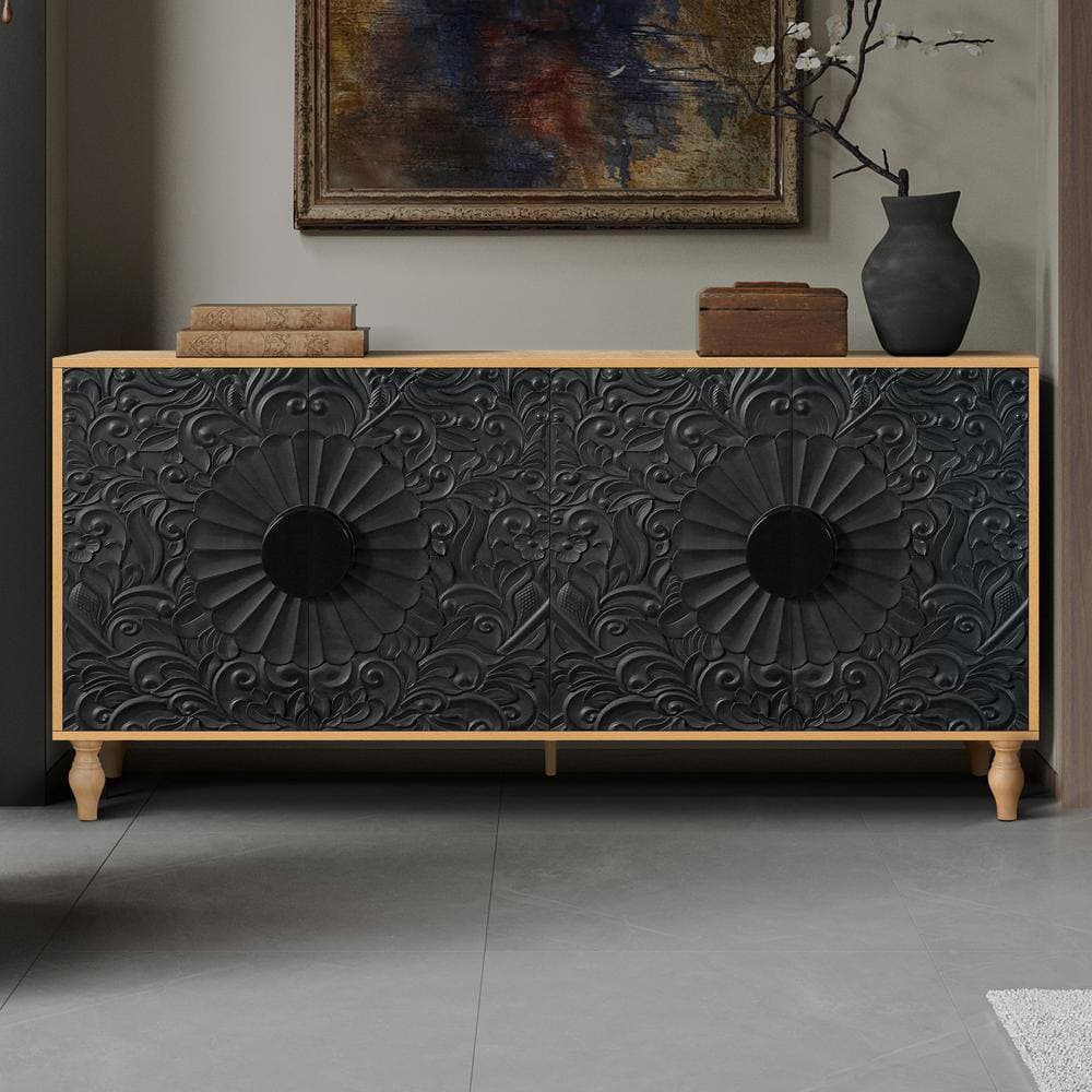 COWLOWN 62.99 in. W 15.75 in. D 32.00 in. H Linen Cabinet, TV Stand Table, Sideboards with 4-Doors (2)