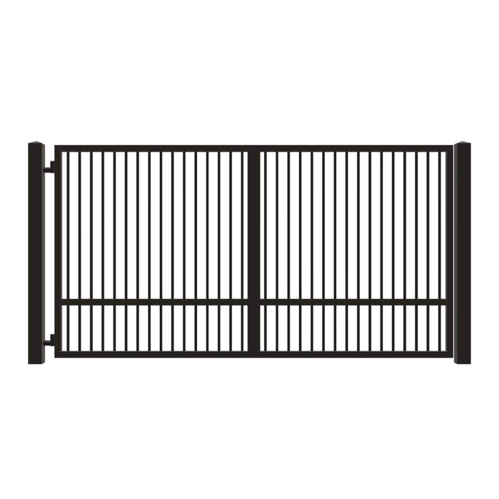 Unbranded Driveway Gate — Swing, Side, Square, Single, Black — 142"W x 72"H (1)