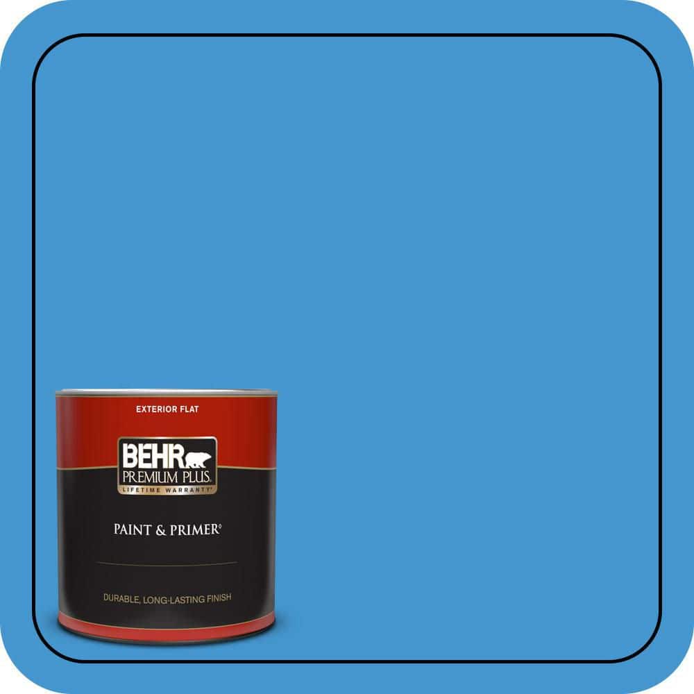 BEHR PREMIUM PLUS 1 qt. #P510-5 Perfect Sky Flat Exterior Paint & Primer (1)