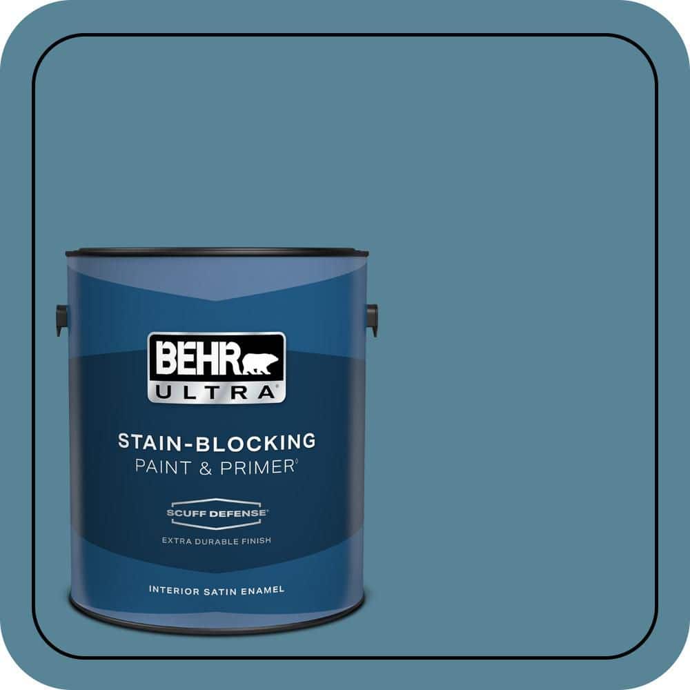 BEHR ULTRA 1 gal. #S480-5 Blue Moon Bay Extra Durable Satin Enamel Interior Paint & Primer (1)