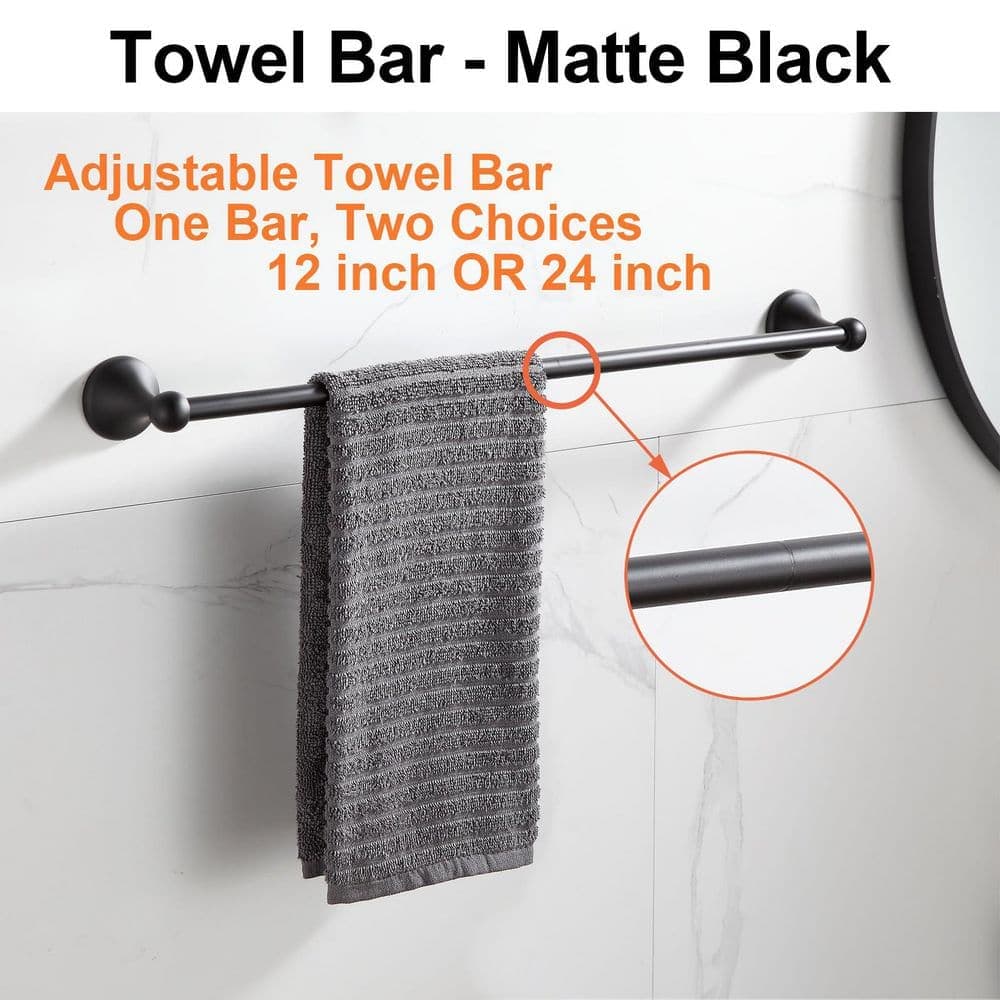 Wudkey 4-Piece Bath Hardware Set with Mounting Hardware Adjustable Expandable Towel Bar, Wall Mounted (2)