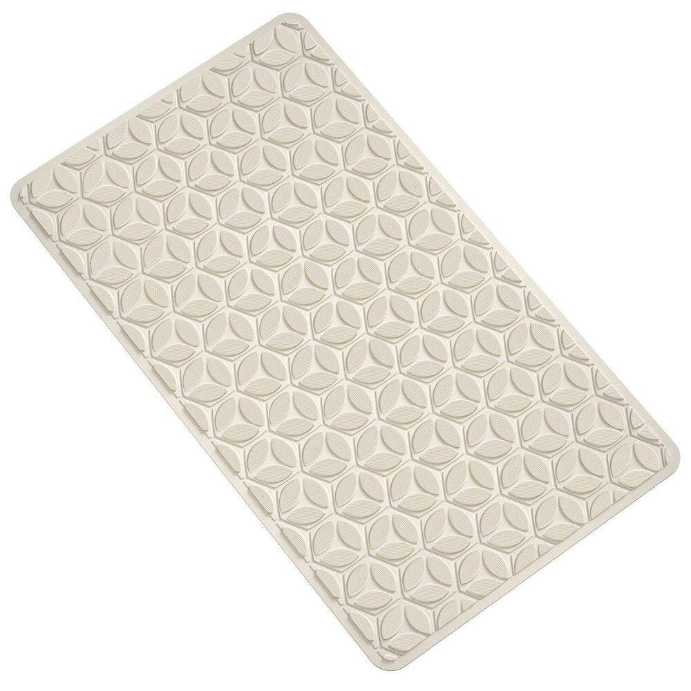 Numhew 16 in. x 28 in. Rubber Bath Mat with Suction Cups in Beige, Non Slip, Soft on Touch, BPA/PVC Free, Machine Washable (2)