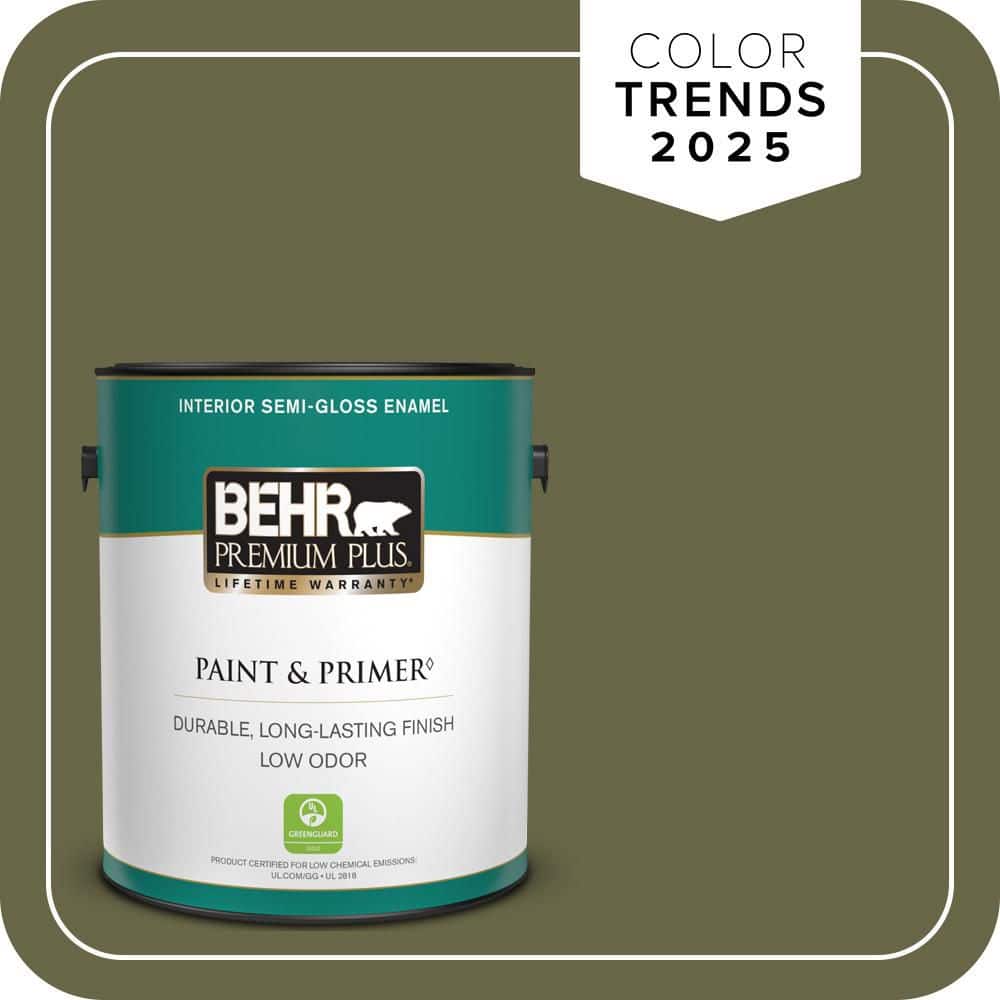 BEHR PREMIUM PLUS 1 gal. #PPU9-24 Amazon Jungle Semi-Gloss Enamel Low Odor Interior Paint & Primer