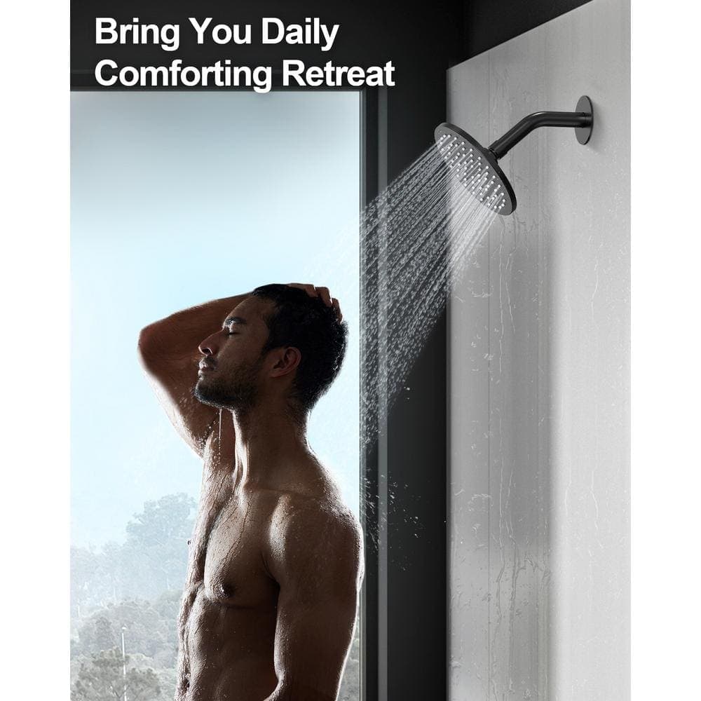 GRANDJOY Dual 3 in 1 3-Spray 10 and 6 in. Ceiling Mount Fixed and Handheld Shower Head 2.5 GPM in Matte Black Valve Included (3)