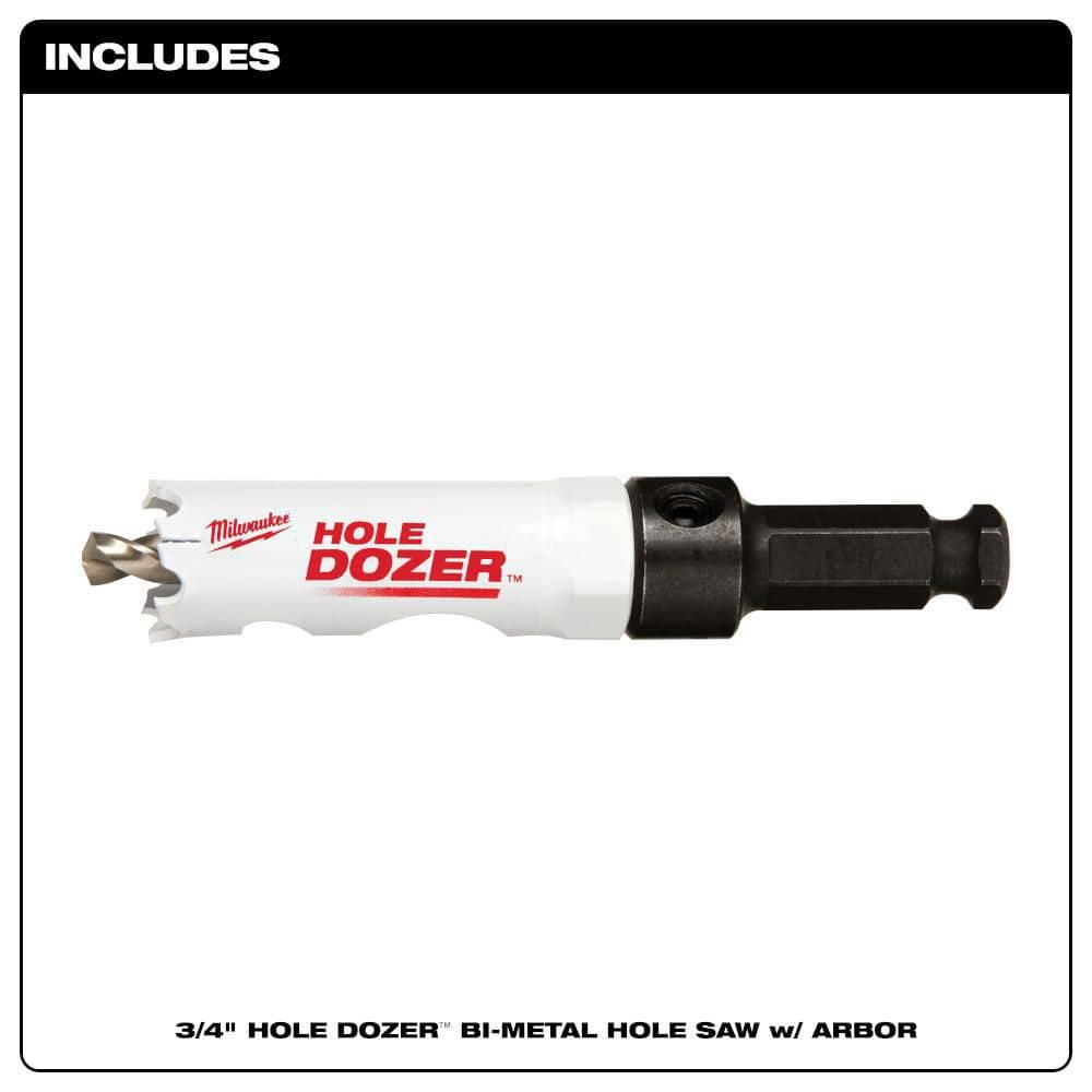 Milwaukee 3/4 in. HOLE DOZER Bi-Metal Hole Saw with 3/8 in. Arbor and Pilot Bit (4)