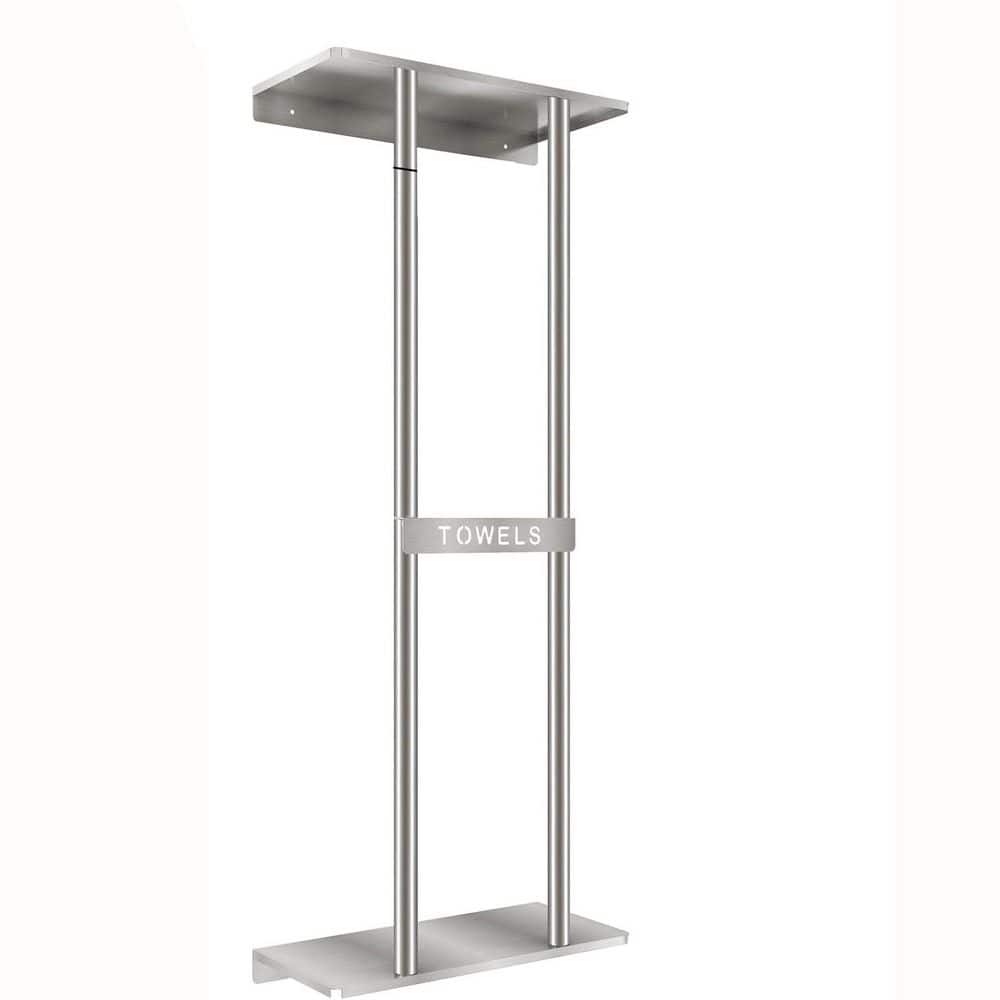 Unbranded 30 in. Single Bathroom Towel Rack for Rolled Towels Wall Mounted with Metal Shelf in Brushed Nickel (1-Pack) (1)