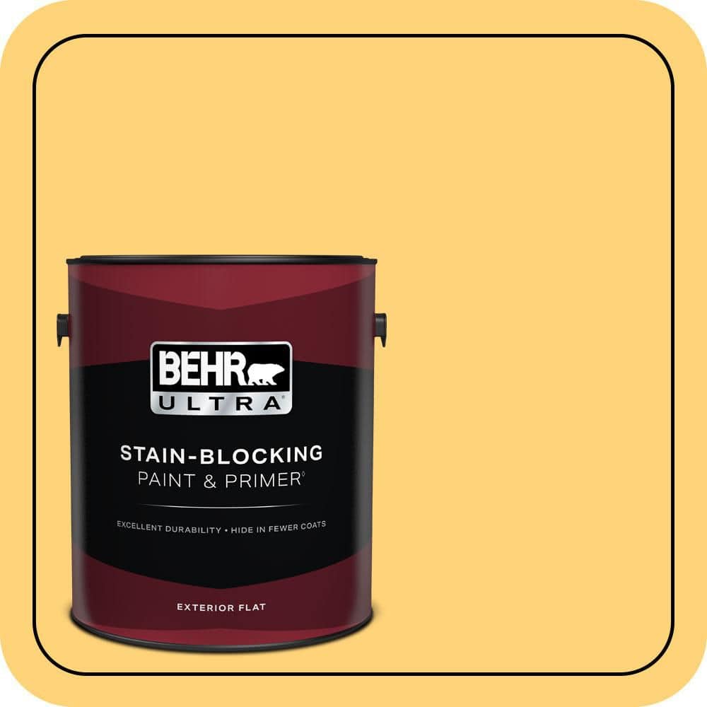 BEHR ULTRA 1 gal. #P260-5 Yellow Jubilee Flat Exterior Paint & Primer