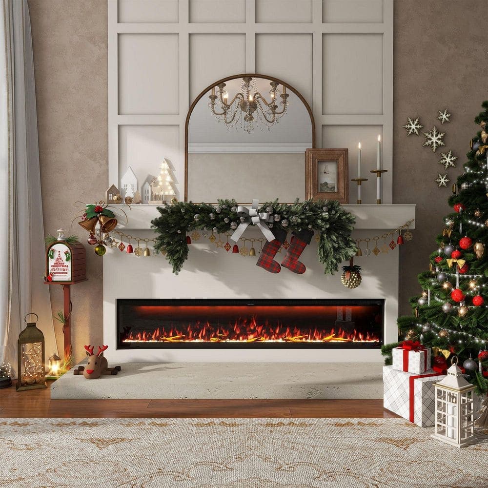 88 in. Wall Mounted/Embedded Electric Fireplace Insert with WIFI and Remote Control (3)
